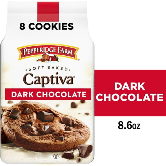 Pepperidge Farm Captiva Dark Chocolate Cookies, 8 Soft Baked Cookies, 8.6 oz. Bag