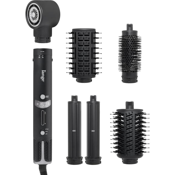 L'ANGE HAIR TurboStyle All-in-One Air Styling & Drying System | 5-in-1 with Auto-Wrap Curlers & Volumizing Brush | Fast-Drying Brushless Motor Dryer | Dual Voltage | All Hair Types (Black)