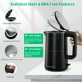 thumbnail image 5 of CRAZVIEW 1.5L Electric Kettle, 100% Stainless Steel Double Wall Electric Tea Kettle, 1500W Hot Water Boiler with Auto Shut-Off & Boil-Dry Protection, BPA-Free, Black, 5 of 8