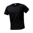 thumbnail image 4 of HomeDM Workout Shirts for Men, Quick Dry Short Sleeve Athletic Solid Color Tops Crew Neck T Shirt for Running Gym, Black, 4 of 4
