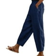 thumbnail image 2 of Blue Wide Leg Sweatpants Women's Pocket Cotton Linen Fashion Solid Color Pants Slim Casual Long Pants Fashion Clothing, 2 of 5