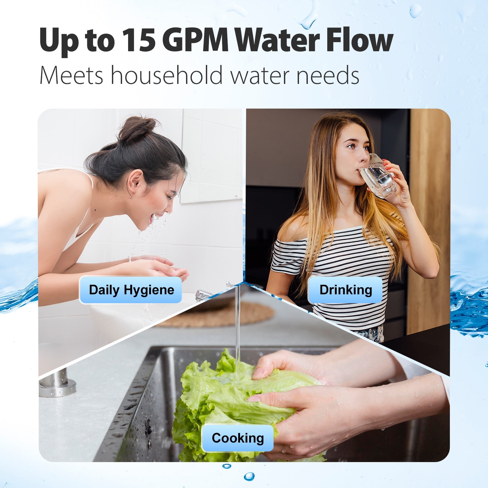 iSpring US21B Heavy Duty 2-Stage Undersink Water Filtration System with 10” x 4.5” GAC+KDF and CTO Carbon Block Filters, 1” Ports