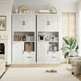 ZenZone 76" Tall Farmhouse Kitchen Pantry Kitchen Hutch Bar