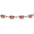 thumbnail image 2 of Gem Stone King 925 Sterling Silver Orange Sapphire and White Moissanite Tennis Bracelet for Women (7.51 Cttw, Gemstone Birthstone, Oval 6X4MM, 6.5 inch), 2 of 5