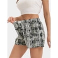 thumbnail image 3 of Womens Low Waisted Plaid Print Pajama Lounge Pants Elastic Cute Button Shorts, 3 of 6