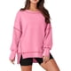 thumbnail image 2 of Sudadera Informal de Cuello Redondo para Mujer, de Larga, Holgada, , con Costuras en Contraste, para Otoño. Rosa XXL, 2 of 8