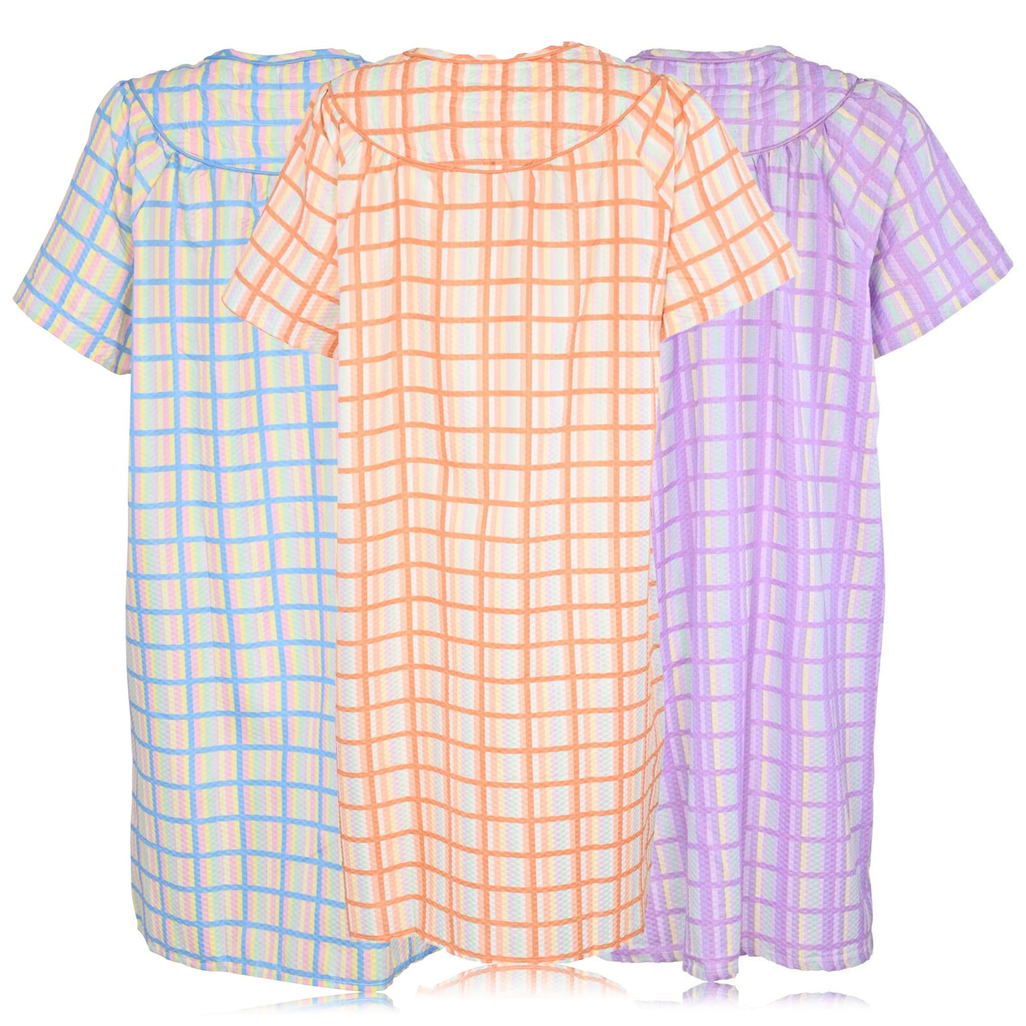 Womens 3 Pack Dusters For Women Snap Front Housecoat Lounger Duster House Dress Short Sleeve Nightgowns Pajamas Robe