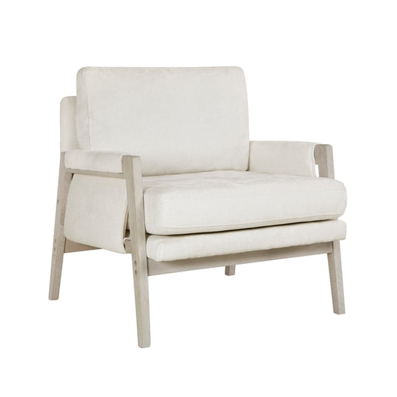 Mao Accent Armchair- Removable Cushion Cover- Soft Ivory Chenille