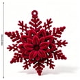 thumbnail image 3 of Velvet Christmas Tree Ornaments, Shatterproof Flocked Christmas Decorations, Burgundy Snowflakes Shaped for Xmas Holiday Home Party Decor(D), 3 of 7