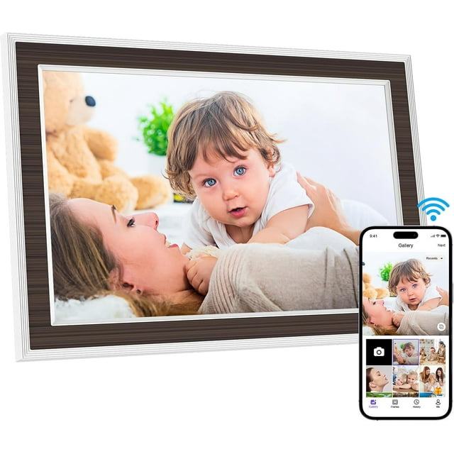 SAIWAN Digital Picture Frame 10.1 Inch WiFi Digital Photo Frame, IPS Touch Screen, 16GB Storage, Auto Rotate, Share Photos & Videos via Uhale App, fo