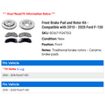 thumbnail image 2 of Front Brake Pad and Rotor Kit - Compatible with 2010 - 2020 Ford F-150 2011 2012 2013 2014 2015 2016 2017 2018 2019, 2 of 2