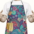 thumbnail image 2 of Purple Pioneer Flower and Paisley Pattern Apron-Garden Aprons for Women with Pockets-Cotton Linen Waterproof Kitchen Cooking Gardening Aprons Adjustable for Kitchen,Cooking,BBQ and Salon 33x27 Inch, 2 of 7