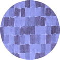 thumbnail image 1 of Ahgly Company Machine Washable Indoor Round Checkered Blue Modern Area Rugs, 8' Round, 1 of 4