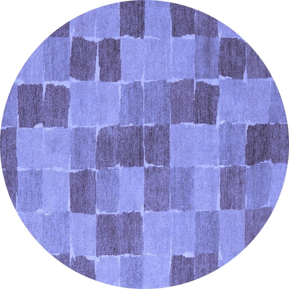Ahgly Company Machine Washable Indoor Round Checkered Blue Modern Area Rugs, 8' Round