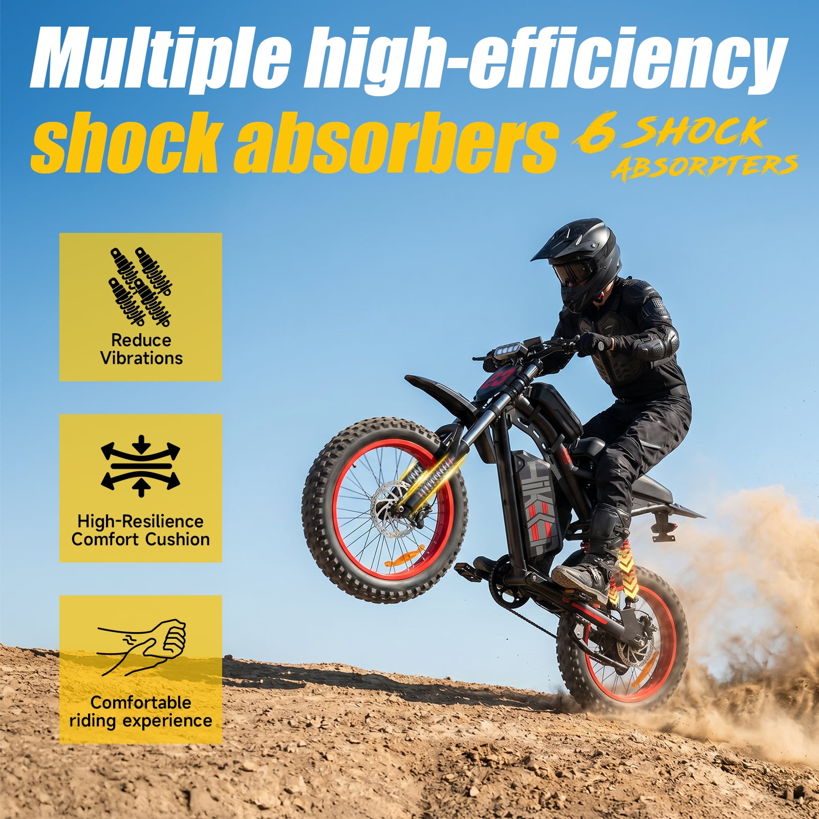 Electric Bike for Adults 3000W, 52V 40Ah Long Range E-Bike, 85 Miles Fat Tire Electric Mountain Bicycle, 20"x4" Electric Dirt Bike, Full Suspension 7-Speed Shimano, Off-Road Ebike, UL2849, Black