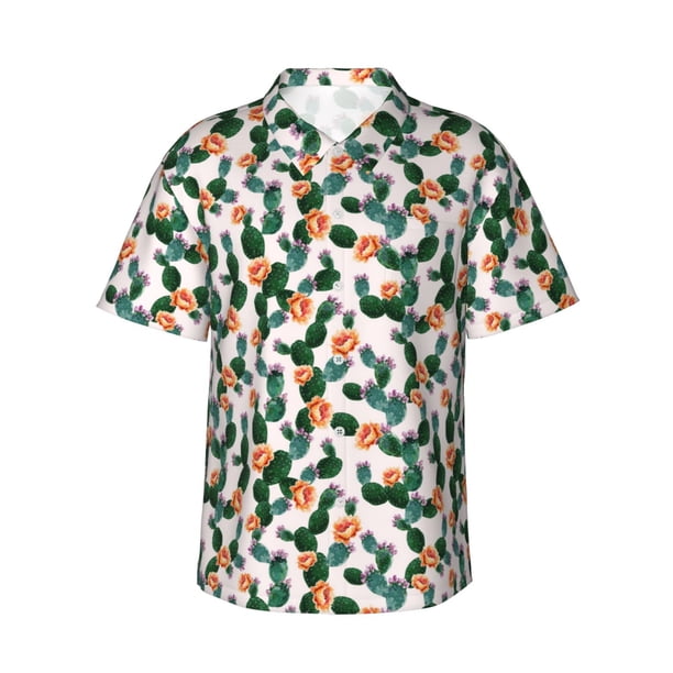 Balery Cactuses Camisas hawaianas de manga corta para hombre, camisas playeras de corte holgado, camisas de vacaciones con botones,X-Large