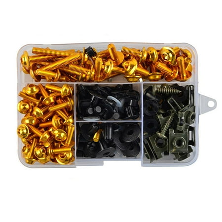 

195PCS Motorcycle Fairing Bolt Screw Nut Kit Bodywork Screws Motorcycle Universal Kit Gold