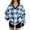 Blue, variant on Women's Fleece Plaid Sweatshirt Long Sleeve V Neck Fuzzy Pullover Top