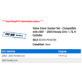 thumbnail image 2 of Valve Cover Gasket Set - Compatible with 2001 - 2005 Honda Civic 1.7L 4-Cylinder 2002 2003 2004, 2 of 2
