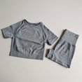 thumbnail image 4 of Conjunto de Yoga sin costuras para mujer, Top corto de manga corta para Fitness, camisetas, pantalones cortos para correr, ropa de entrenamiento para gimnasio, conjunto de 2 piezas, 4 of 6