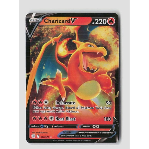 Collectible 2022 Brilliant Stars Charizard V Holo Rare RR #17/172 English Pokemon Trading Card