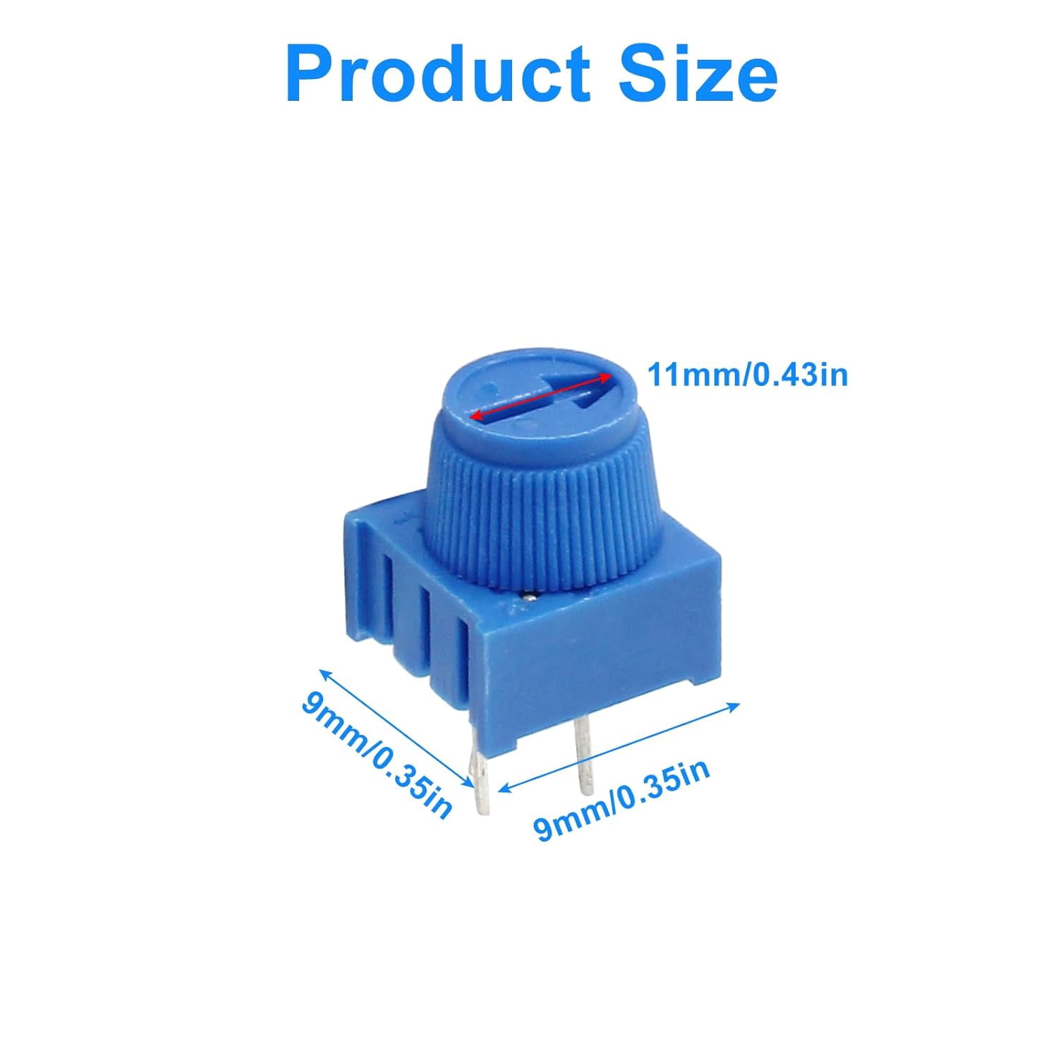 10 pieces of 1-ohm breadboard trimmer potentiometers, blue knob variable resistors, trimmer potentiometer set, suitable for