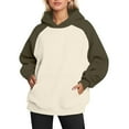 thumbnail image 2 of Fgnfyis Chandails à Capuchon Surdimensionnés pour Femmes, Chandail Molletonné à Enfiler pour Adolescentes, Manches Raglan, Chandail à Capuchon avec Poche et Imprimé, Vert Armée, m, 2 of 4