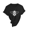 thumbnail image 4 of TSADFHJI Hauts pour Femmes Grande Taille Printemps Été Imprimé Abeilles Manches Courtes Col Rond T-Shirt m Noir, 4 of 5