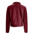 thumbnail image 6 of Women's Cropped Suede Biker Jacket, Lapel Collar Zipper Jacket, Short Slim Fit Jacket, Winter Slim Motorcycle Jacket, Casual Leather Look Jacket, Fall Outfits, Cropped Outerwear Wine M, 6 of 6