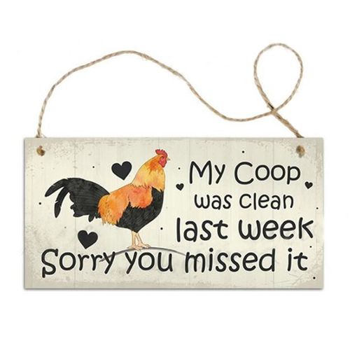 Adoeve Wood Chicken Coop Hanging Plates Chicken Signs Gift Home Decoration Statues