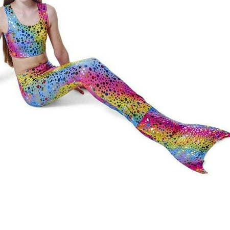 

Canis 4-8Y Kids Girls Mermaid Tail Swimmable Bikini Set Swimwear Swimsuit Swimming Costumes