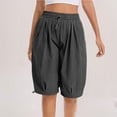 thumbnail image 4 of Sokhug Women's Capri Pants Elastic Waist Drawstring Summer Solid Cropped Balloon Pants with Side Pockets, 4 of 8