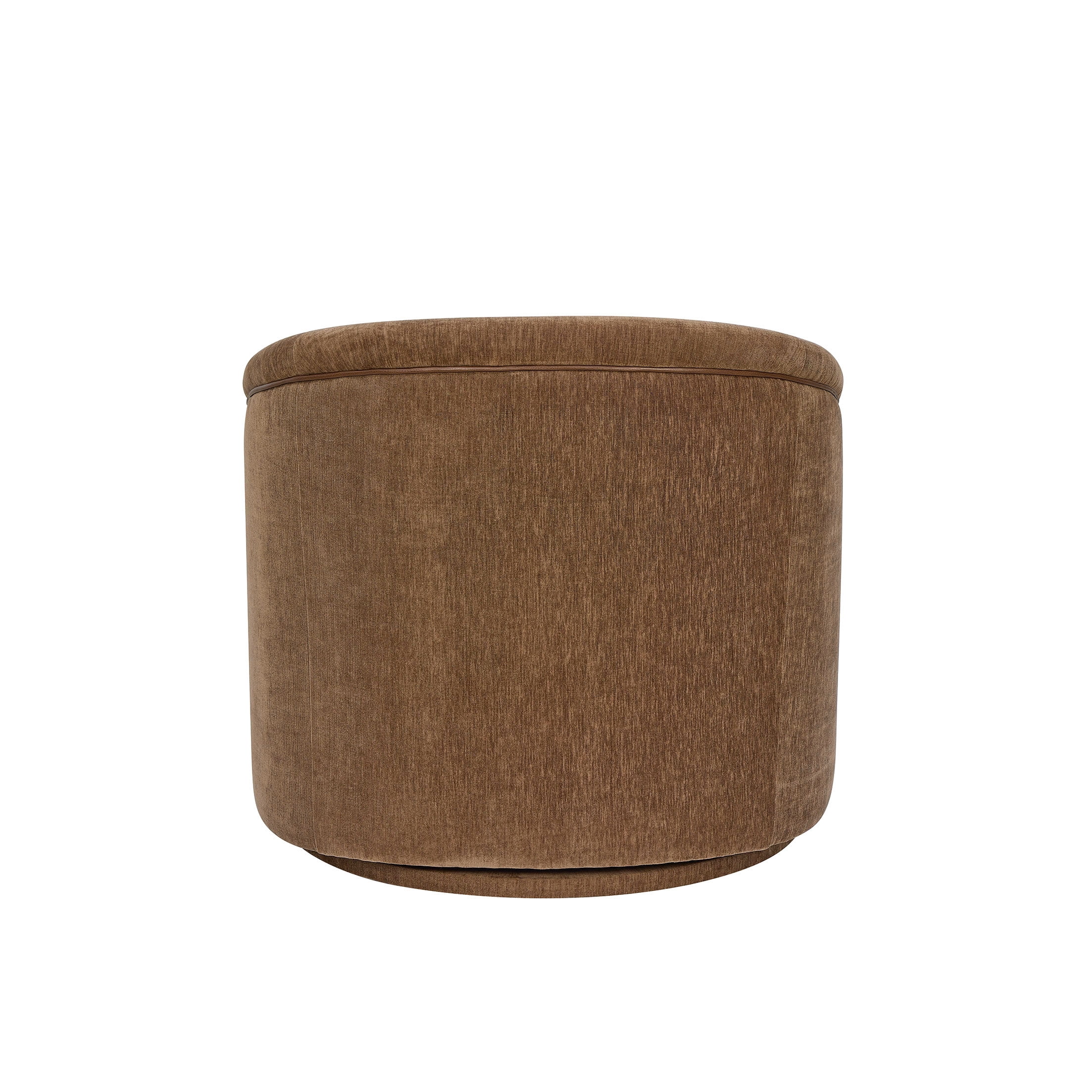 Beautiful Georgiana Swivel Chair by Drew Barrymore, Chocolate with Faux Leather Piping