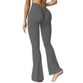 thumbnail image 2 of QIJUNTUO ​Women Wide Leg Yoga Trousers Stretch Comfort Flare Leggings High Waisted Tummy Control Dressy Athletic Work Pants​ Grey, 2 of 9