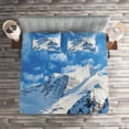 thumbnail image 2 of Ambesonne Winter Quilted Coverlet 3 Pcs, Snowy Mountain Ski, Queen Size, White Blue, 2 of 2