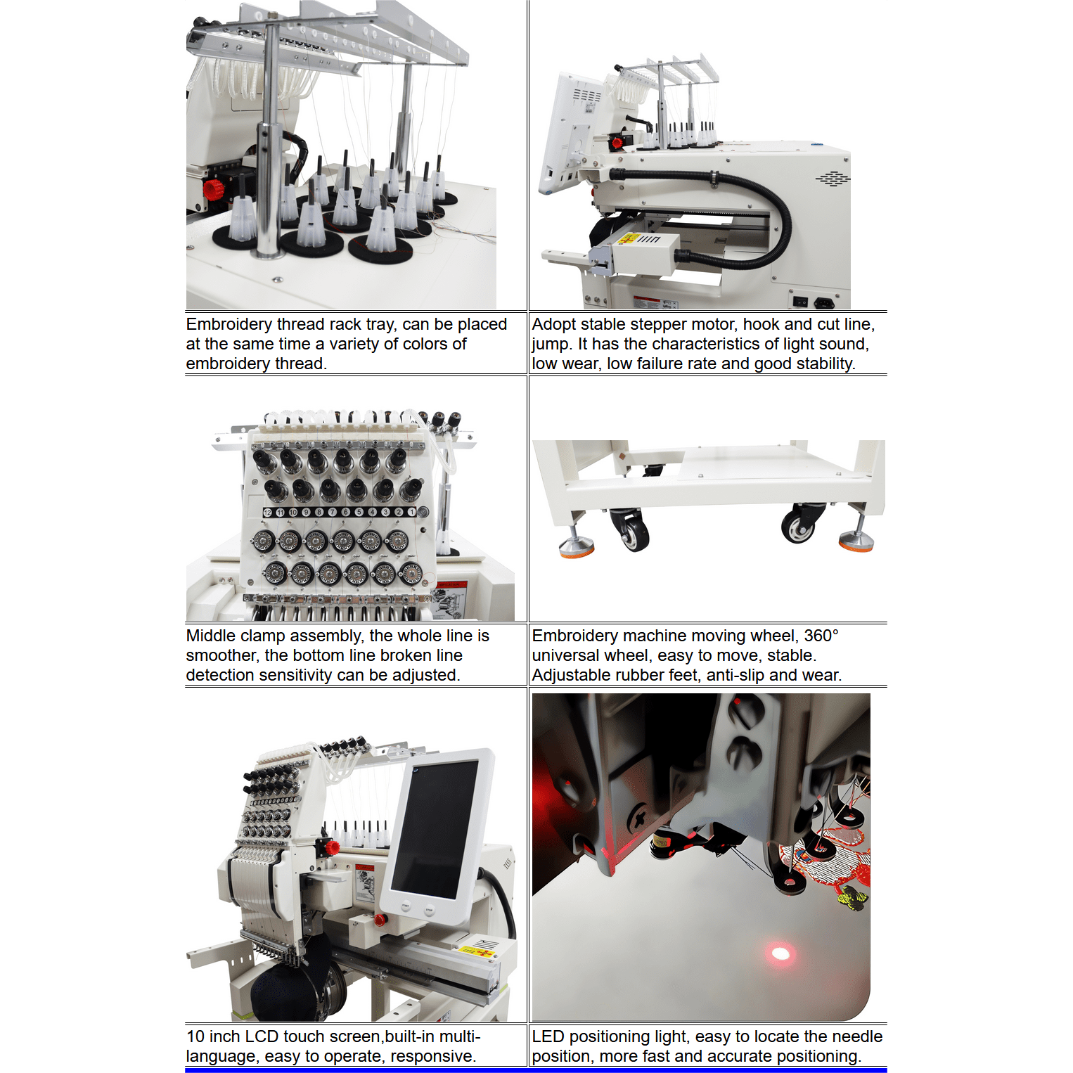 12 Needles Embroidery Machine Single Head Automatic Commercial Home Computer Control 110V
