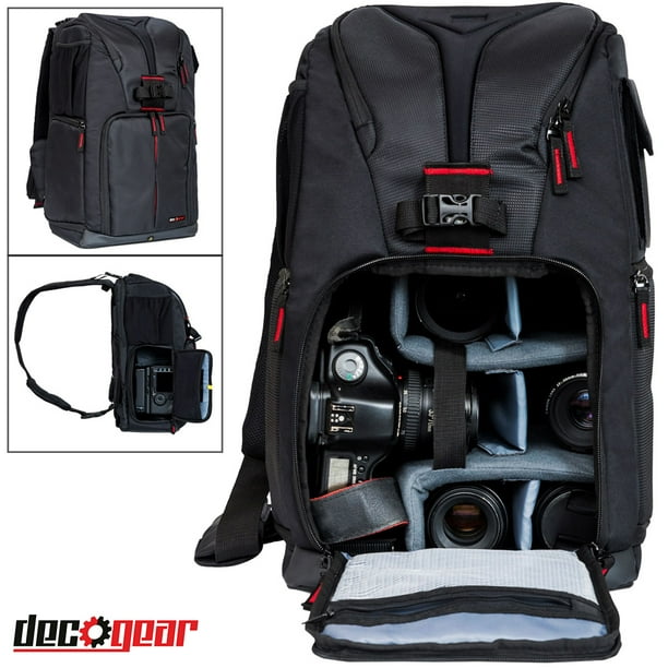 Deco Gear DSLR Camera Backpack, Customizable Compartments for Cameras, Lenses, Accessories