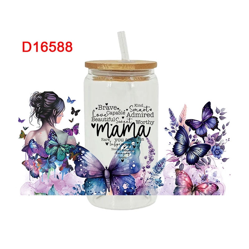UV DTF  Sticker  Mother's Day Theme For The 16oz Libbey Glasses Wraps Cup Can DIY Waterproof Easy To Use Custom Decals D16577