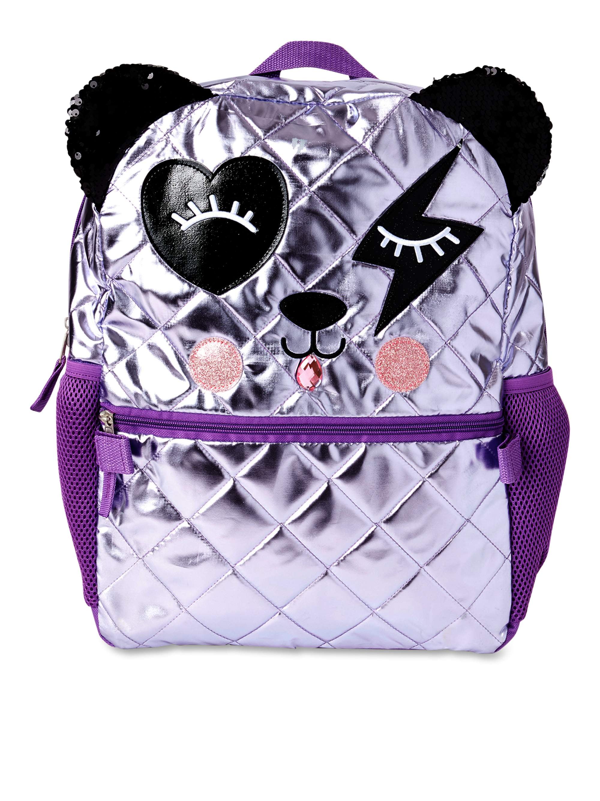 Wonder Nation GIrls Panda Bear Backpack with Lunch Bag, 2-Piece Set Purple