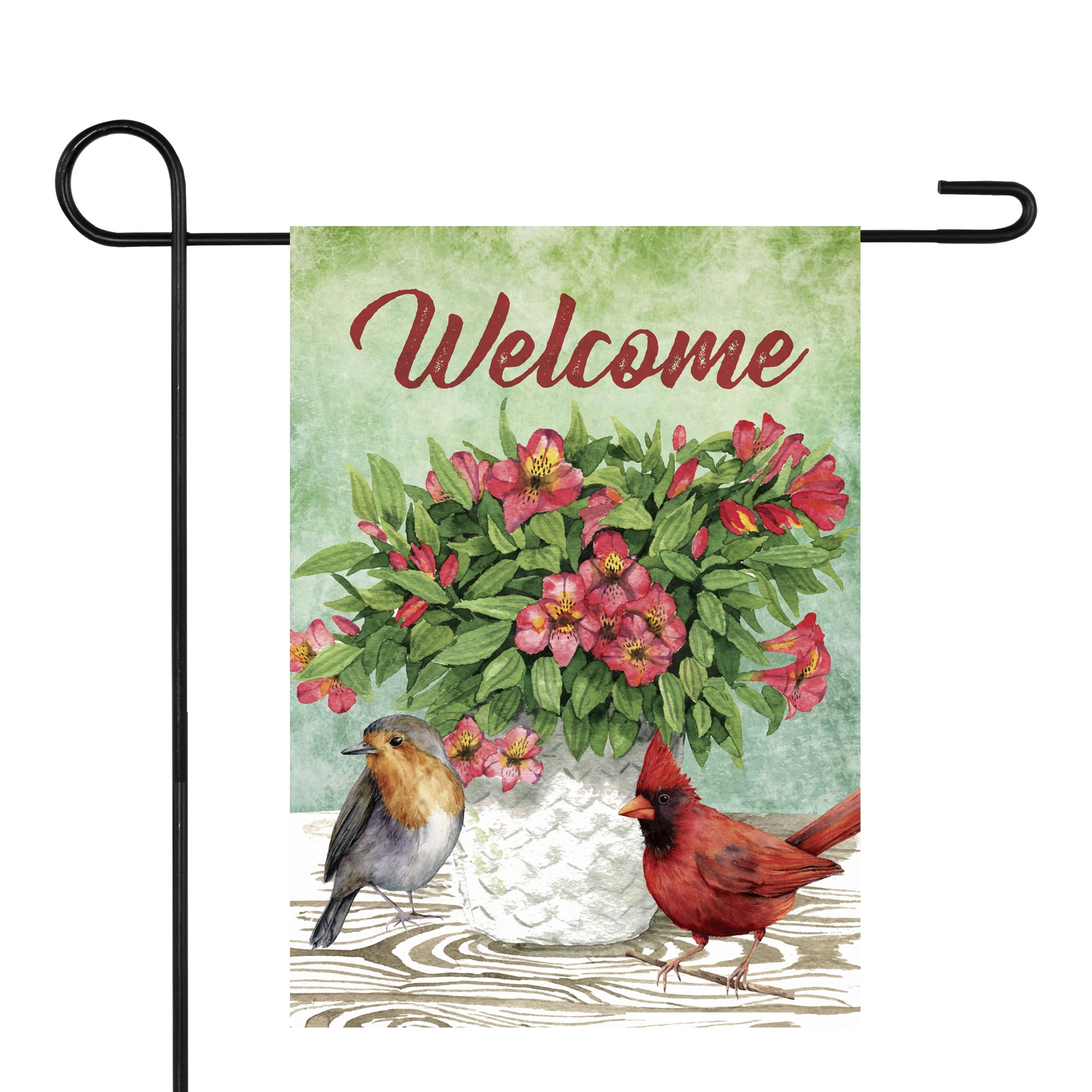 Welcome Cardinal Bird and Spring Bouquet House Flag 28" x 40"