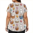 thumbnail image 4 of Iaqnaocc Easter Scrubs for Women Plus Size Easter Egg Print Nurse Working Uniforms Fashion V-Neck Side Slits Scrub Shirt Party Short Sleeve Tees Blouse with Pockets Khaki M, 4 of 5