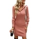 thumbnail image 1 of Vestido paquete de cadera Cuello vuelto Cierre de botones Mangas largas Vestido suéter corto elástico Champán XL, 1 of 8