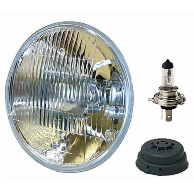 Hella Headlight Conversion Kit 002395991 Replaces Sealed Beam Head Light; 7 Inch Round; Standard Lens; H4 Bulb; Without Turn Signal; Features Improved Optics Without Increased Glare; Single
