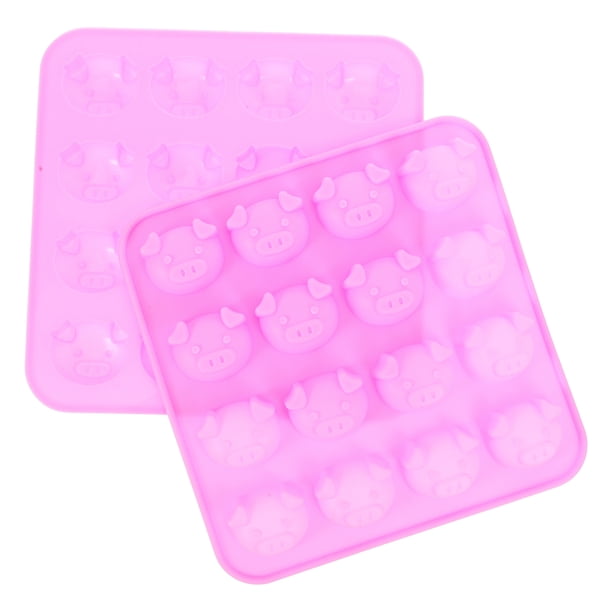2 moldes de silicona con forma de cerdito para decorar pasteles, chocolates y dulces (17 x 17 x 1,8 cm)