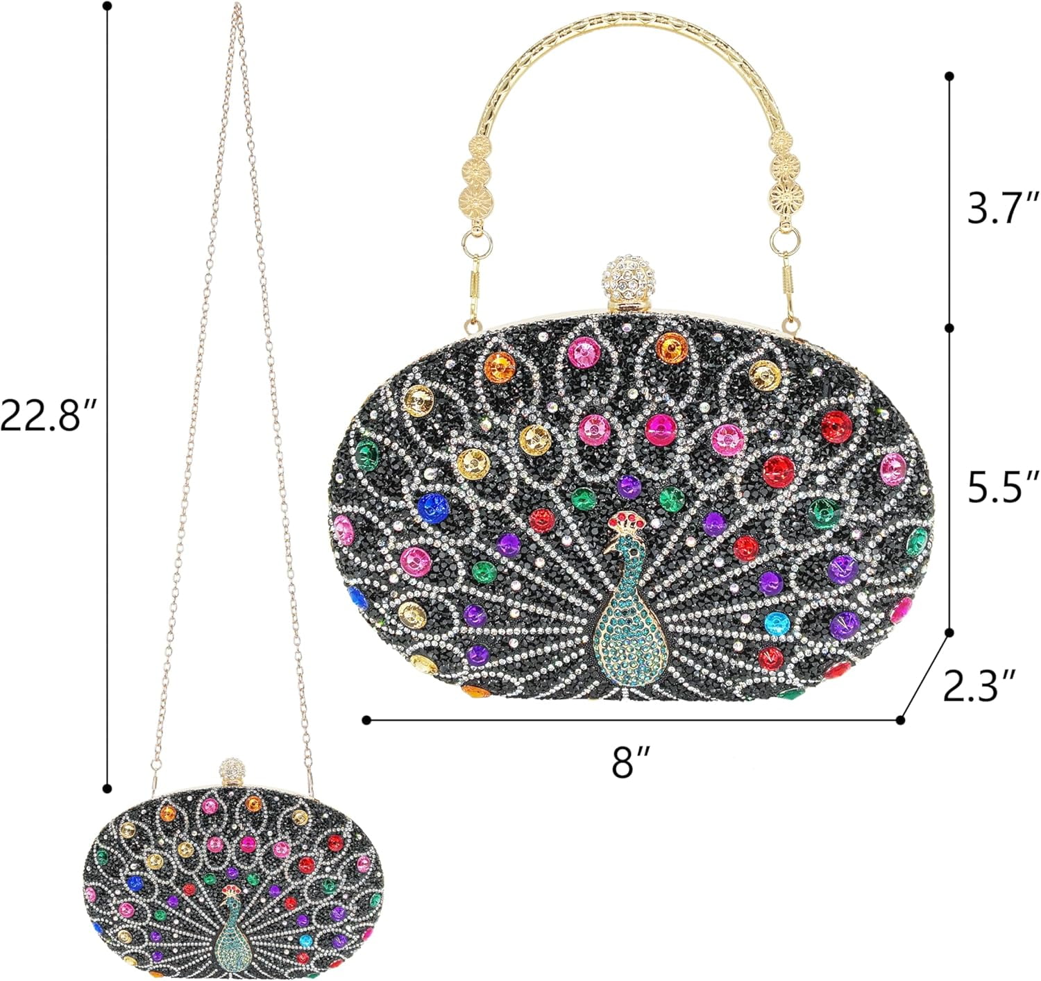 Kwuty Rhinestone Clutch Purses for Women Evening Wedding Formal - Round Pearl Clasp Handbag - Crystal Diamond Bag