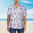 thumbnail image 2 of Pofeuu Lavender Flowers Print Hawaiian Shirt for Men Sleeves Casual Button Down Summer Beach Dress Shirts T-Shirts,Small, 2 of 7
