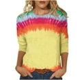 thumbnail image 2 of Sakmal Womens Tops&nbsp;Plus Size 3/4 Sleeve Crew Neck Tie Dye T-Shirts Ladies Shirts, 2 of 3