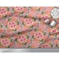 thumbnail image 2 of Soimoi Crepe Silk Fabric Floral,Hummingbird & Squirrel Animal Print Fabric by Yard 42 Inch Wide, 2 of 3