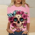 thumbnail image 2 of Xdegoge Dia De Los Muertos Shirt Women Day of The Dead Shirts Mexico Skeleton 3/4 Sleeve Tops Plus Size Mexican Skull Tequila T Shirt Vintage Holiday Party Blouses Tequila Costume Crew Neck Tshirts, 2 of 6