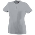 thumbnail image 2 of Augusta S Girls Wicking Two-Button Jersey Silver Grey 1213, 2 of 2